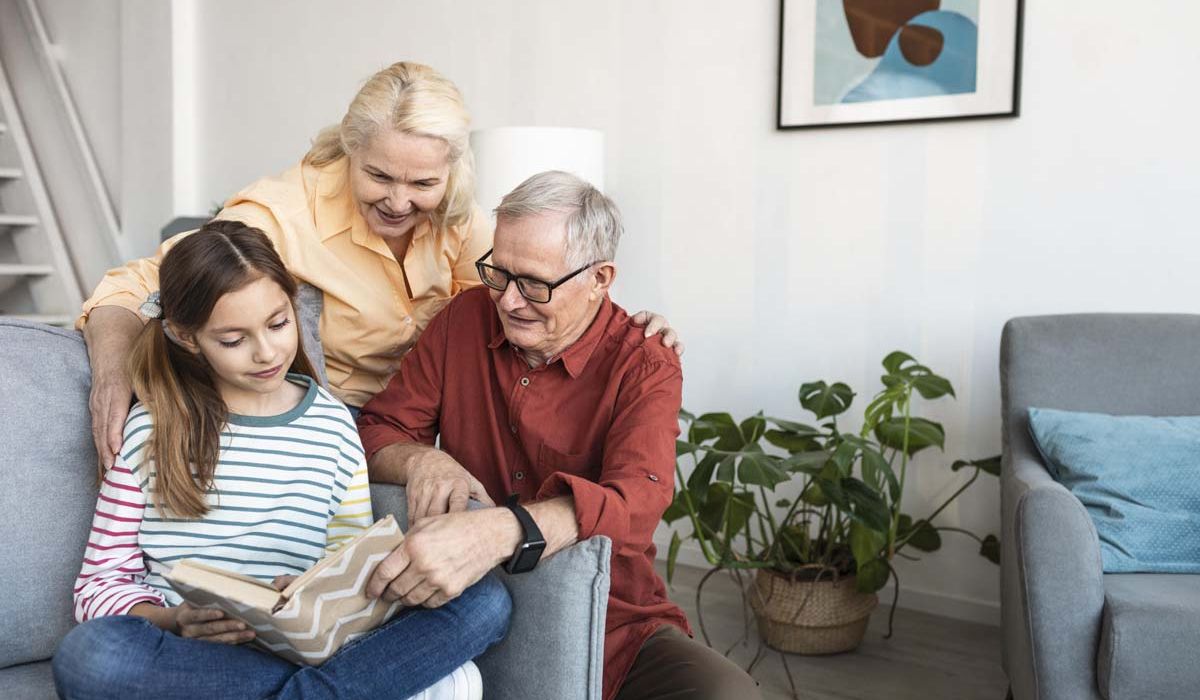 Elderly couples talking about finance